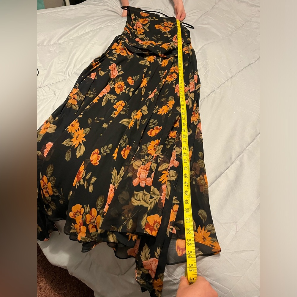 Adrianna Papell Black Maxi Dress with Orange and Pink Floral Print - Picture 7 of 7